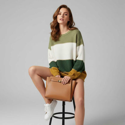 Gestreiftes Sweatshirt für Frauen | Bequemer Pullover