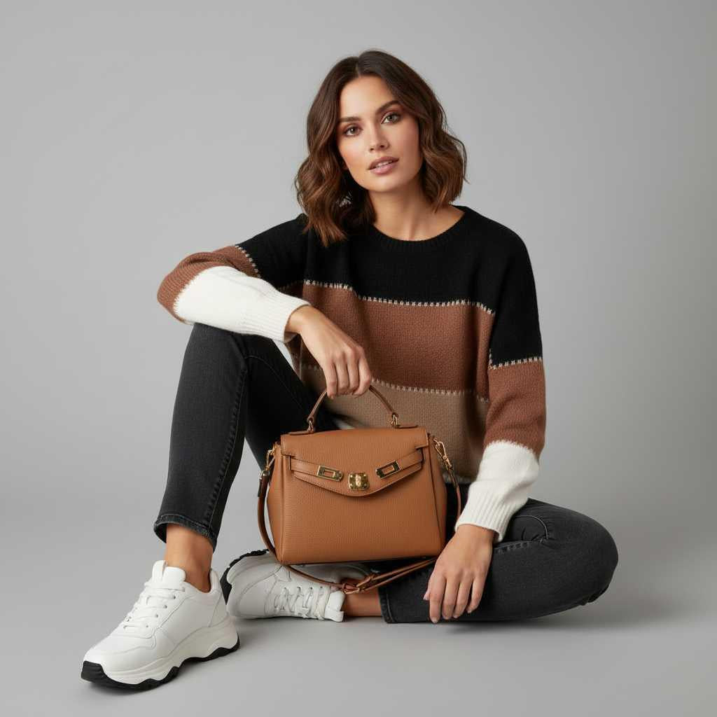 Gestreiftes Sweatshirt für Frauen | Bequemer Pullover