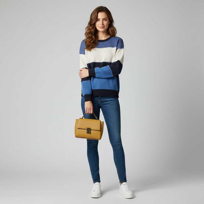 Gestreiftes Sweatshirt für Frauen | Bequemer Pullover