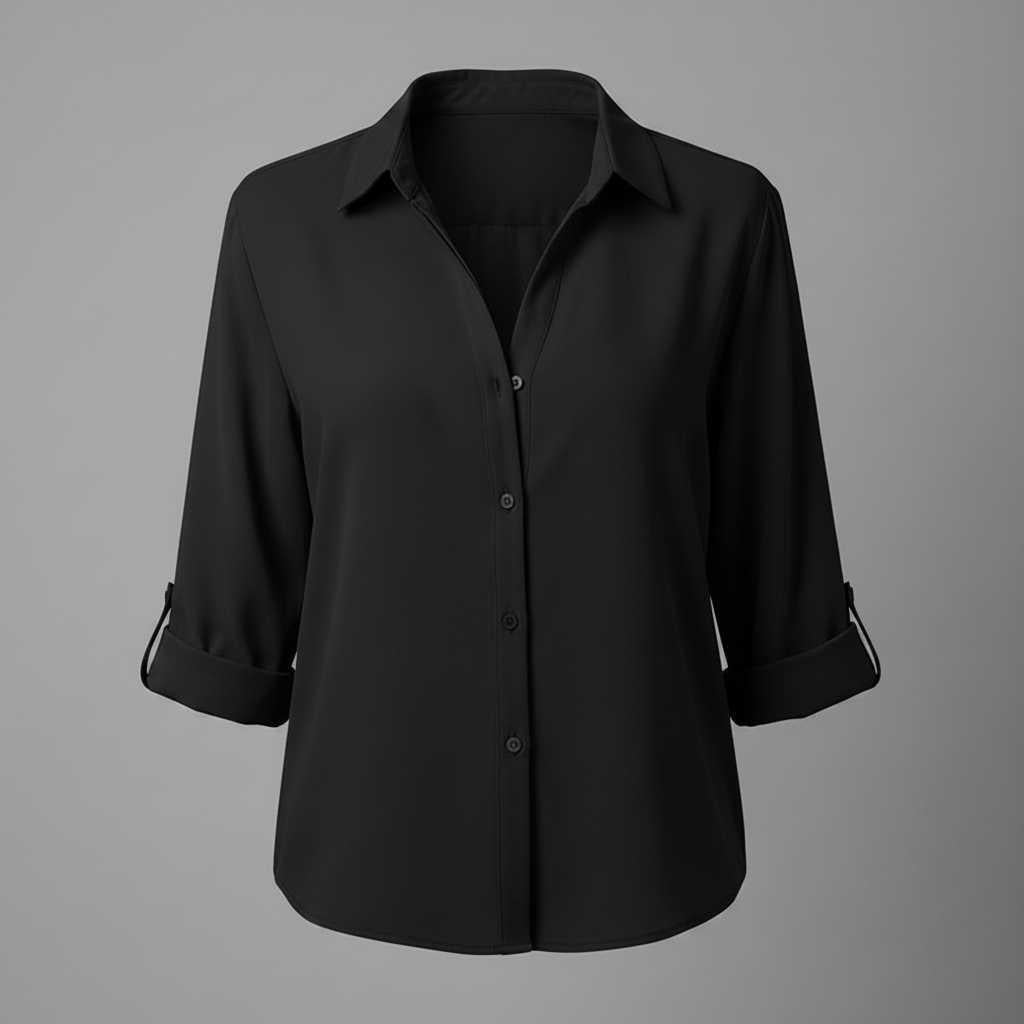 Graue Damenbluse | Lässige Bluse mit Kragen und Knopfleiste