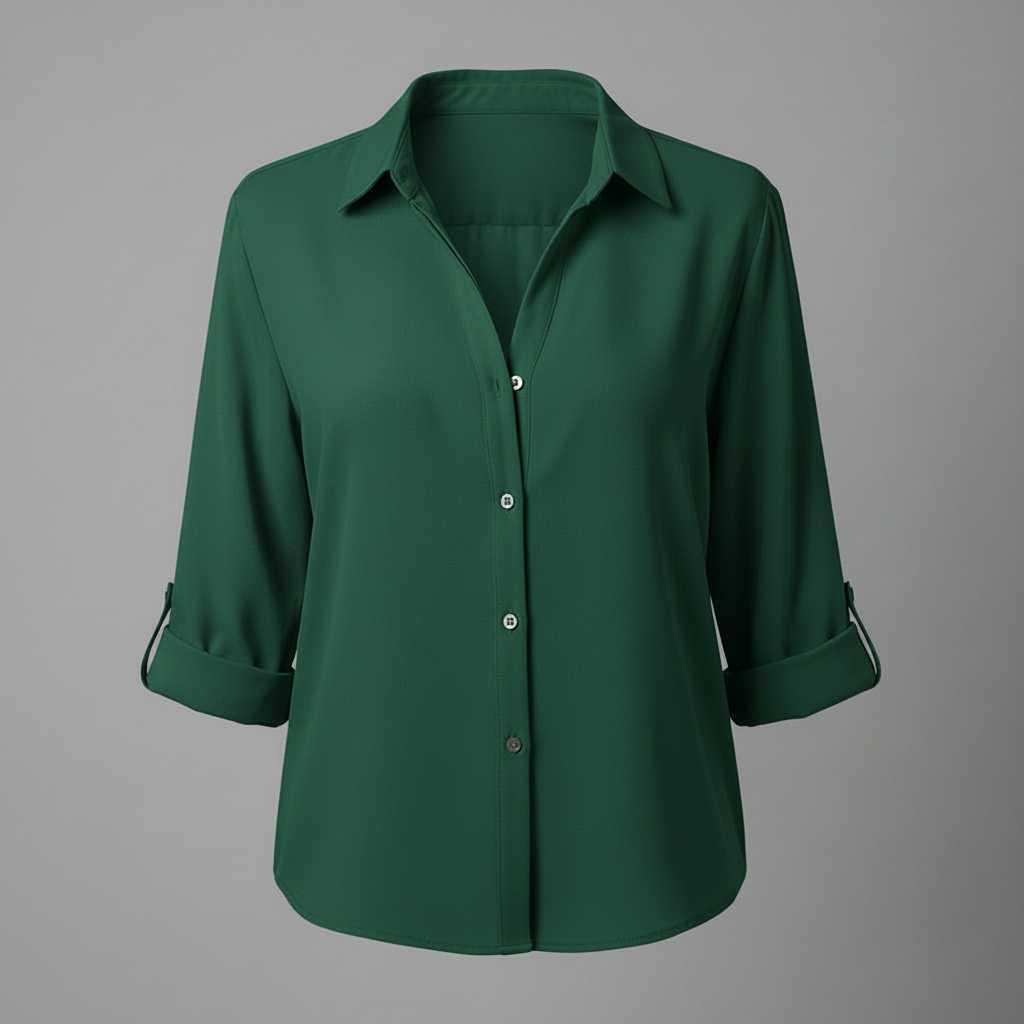 Graue Damenbluse | Lässige Bluse mit Kragen und Knopfleiste