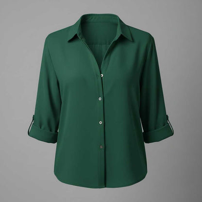 Graue Damenbluse | Lässige Bluse mit Kragen und Knopfleiste