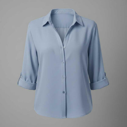 Graue Damenbluse | Lässige Bluse mit Kragen und Knopfleiste