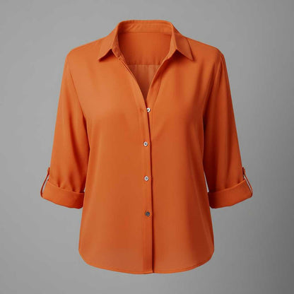 Graue Damenbluse | Lässige Bluse mit Kragen und Knopfleiste
