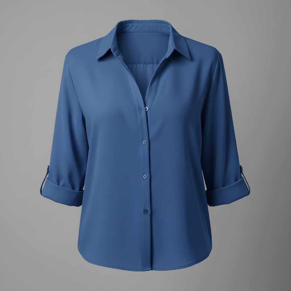 Graue Damenbluse | Lässige Bluse mit Kragen und Knopfleiste