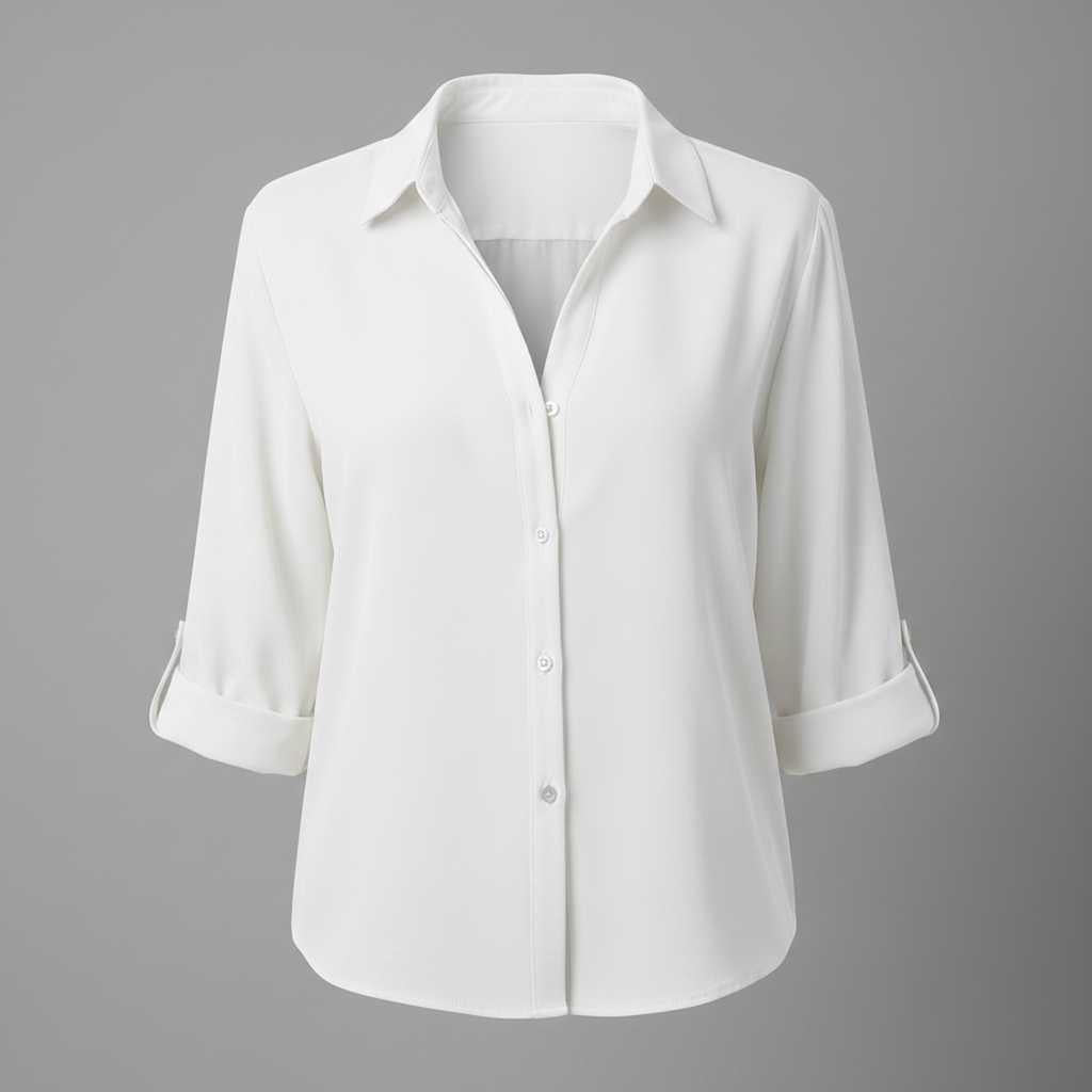 Graue Damenbluse | Lässige Bluse mit Kragen und Knopfleiste