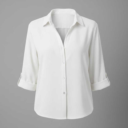 Graue Damenbluse | Lässige Bluse mit Kragen und Knopfleiste