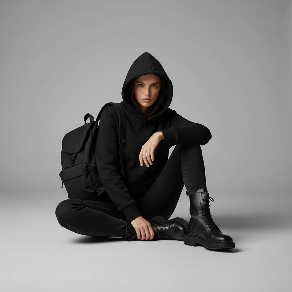 Heidi-Mode | Damen Hoodie Schwarz – Kapuzenpullover für Alltag