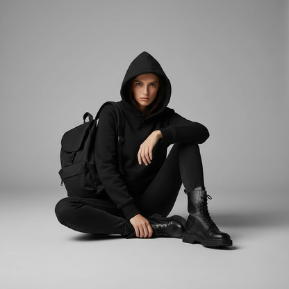 Heidi-Mode | Damen Hoodie Schwarz – Kapuzenpullover für Alltag