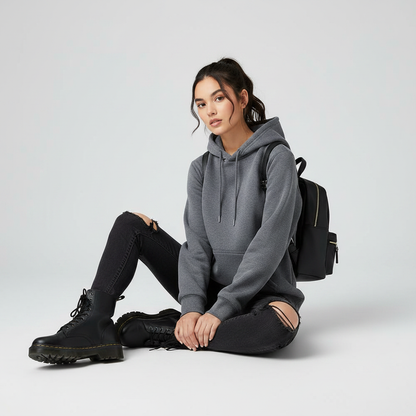 Heidi-Mode | Damen Hoodie Schwarz – Kapuzenpullover für Alltag