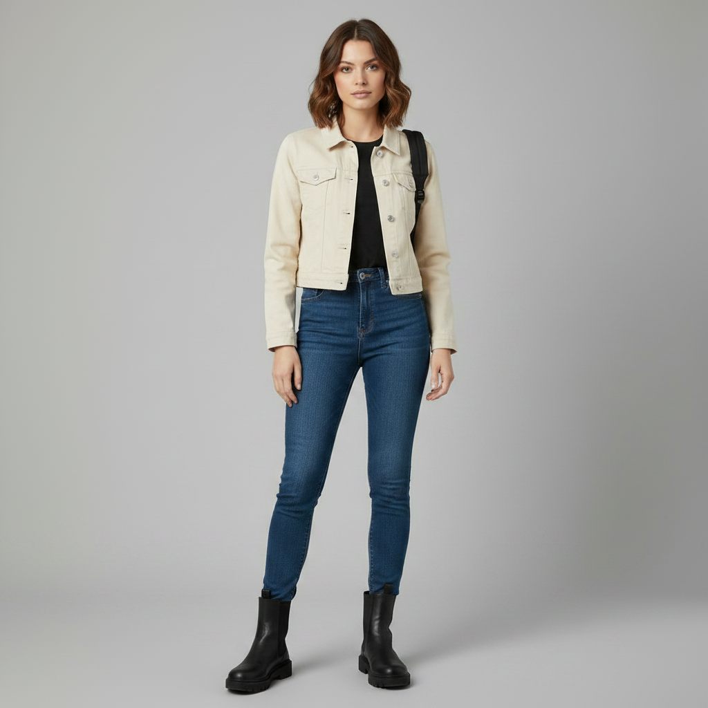 Jeansjacke Damen | Herbstliche Damenjacke aus Baumwolle