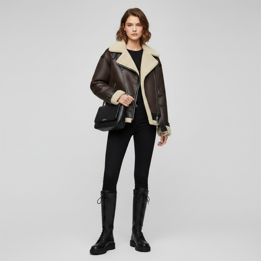 Karina | Elegante Jacke mit Revers aus Kunstmaterial