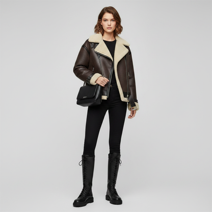 Karina | Elegante Jacke mit Revers aus Kunstmaterial