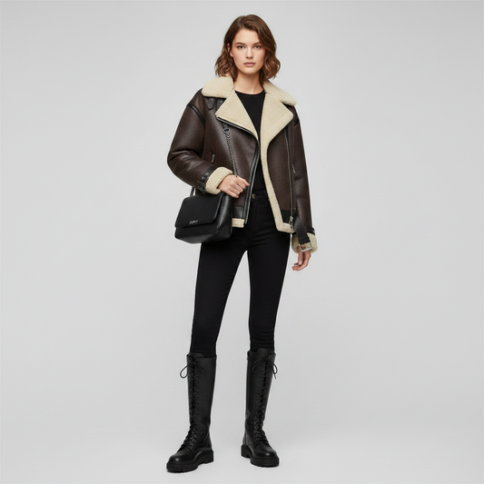 Karina | Elegante Jacke mit Revers aus Kunstmaterial