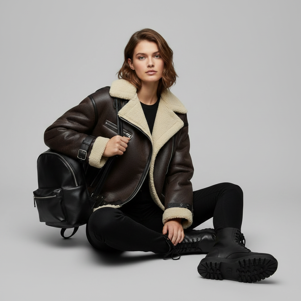 Karina | Elegante Jacke mit Revers aus Kunstmaterial