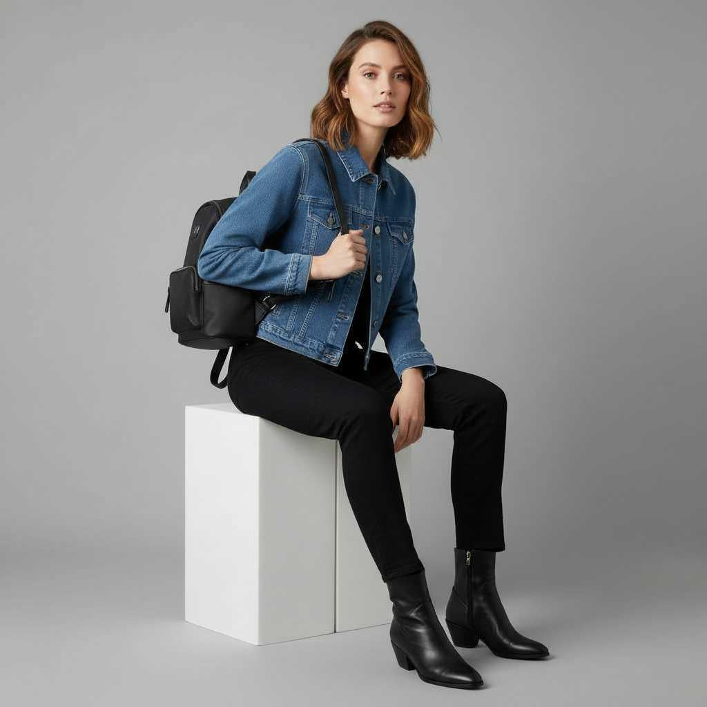 Monochrome Denimjacke | Damenjacke für Streetstyle