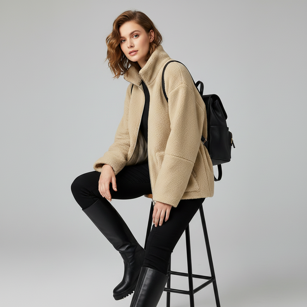 Oversized Damenjacke mit Stehkragen | Freizeitjacke