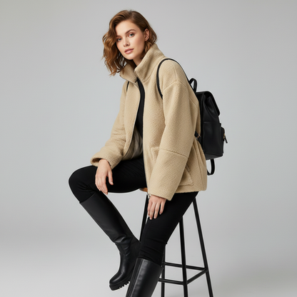 Oversized Damenjacke mit Stehkragen | Freizeitjacke