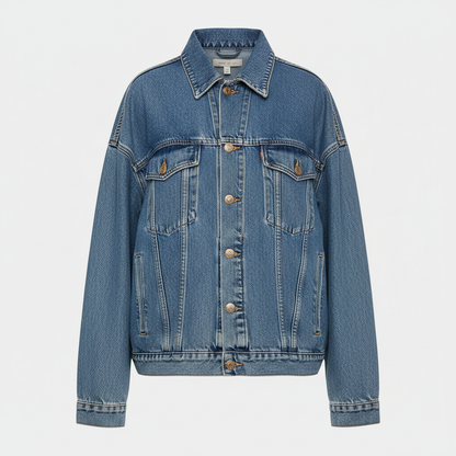 Oversized Jeansjacke mit Fransen | Damenmode