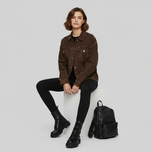 Oversized Jeansjacke mit Fransen | Damenmode