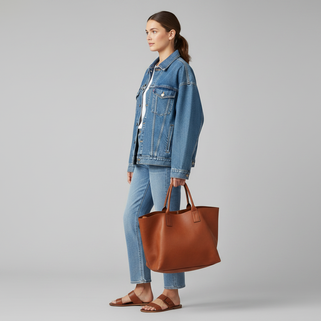 Oversized Jeansjacke mit Fransen | Damenmode