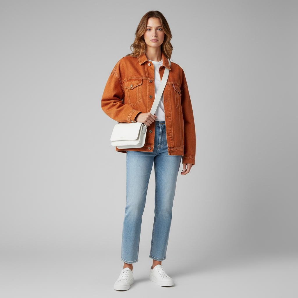 Oversized Jeansjacke mit Fransen | Damenmode